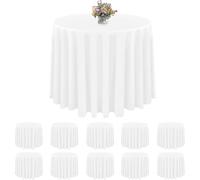 10 Pack 84" Premium Disposable Round Plastic Tablecloths PEVA Water Resistant Table Covers for BBQ Party Wedding Outdoor (White)