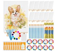 10-Pack 8x10 Inch Canvas Boards for Painting - Complete Art Kit with 50 Brushes, 20 Art Aprons & Paint Trays - Includes Mini Easel, Perfect for Adults & Kids, Beginners & Party Art Projects Home Deco