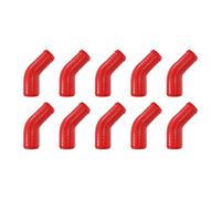10 Pack 90mm to 76mm 45 Degree Barbed Hose Reducer Elbow Connector Red | ABS, made in the UK | Ribbed grip on both ends | -20°C to +105°C | 2mm wall | Matte finish