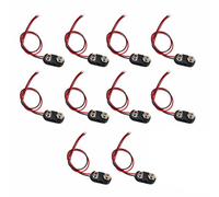 10 Pack 9V Battery Clip Connectors - T Type Battery Snap with 15cm Red Black Wires for Multimeter, DIY Projects & Electronics Repair