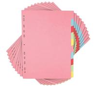 10 Pack | A4 10-Part File Subject Dividers | Multi Coloured Tabs Multi Punched