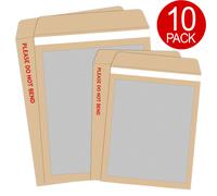 (10 Pack, A4 / C4 - 324mm x 229mm) PLEASE DO NOT BEND HARD CARD BOARD BACKED ENVELOPES MANILLA BROWN A4 A3 A5 C6 A6