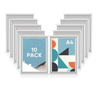 10 Pack A4 Clip Frame Snap Frame, Silver Aluminium Wall Mounted Front Opening Picture Frame Set Poster Holder 25 mm Profile, Multi Photo Frames Sets for Gallery Wall
