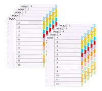 (10 Pack）A4 Folder Dividers 12 Part-12 Colours File Dividers A4 Writable Cardstock Folder Dividers 11 Holes Punched with Digital Covers Index Dividers Fit All A4 Portrait File Dividers