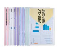 10 Pack A4/Letter Clear Plastic Report Covers with Sliding Bar, 70 Sheet Capacity, Presentation Folders for School Projects, Office Documents & Business (5 Colours)