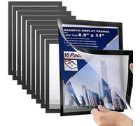 10 Pack A4 Magnetic Sign Holder Self Adhesive Picture Frames Waterproof Poster Display Frame Wall Mount Clear for Office Window Door Fridge Whiteboard, 28 x 22 cm, Black