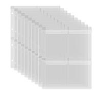 10 Pack A4 Size Plastic Binder Pockets,4 Holes Waterproof PVC Folders Loose Leaf Bag forBudgeting Loose Leaf Bags Planner Insert Pouches Photo,Document, Stamp & Die Storage Bills Organizer(4 Grid)