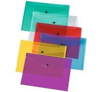 10 A5 Bright Transparent Popper Wallet/Paper Wallets - Assorted Colours