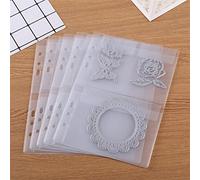10 Pack A5 Size Plastic Binder Pockets,6 Holes Waterproof PVC Folders Loose Leaf Bag forBudgeting Loose Leaf Bags Planner Insert Pouches Photo,Document, Stamp & Die Storage Bills Organizer（3 Grid ）