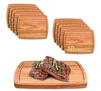 10 Pack Acacia Wood Cutting Boards Bulk, 25 x 20cm Wooden Chopping Boards with Juice Groove for Laser Engraving, Reversible Charcuterie Serving Boards for Christmas Holiday Housewarming Party Gifts