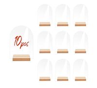 10 Pack Acrylic Wedding Table Numbers with Wooden Stand, Reusable Clear Acrylic Sign Holder Blank Table Numbers Signs for Wedding, Coffee Menu Signs Centerpieces Decor (10PC Arch)