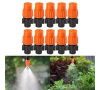 10-Pack Adjustable Atomizing Spray Nozzles for Drip Irrigation Systems - 0.6-0.8 m Coverage, 20-50 L/H Flow Control, PP + Engineering Plastic, Bla