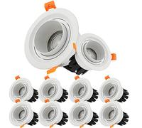 10-Pack Adjustable Beam Angle LED COB Recessed Downlight - 3W, 5W, 7W, 10W, 12W, 15W - Focused Downlight with 15/45/60 Degrees Zoom Beam for Ceiling Spot Lighting, Perfect for Picture Background (12W