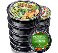 [10-Pack] Airtight Meal Prep Containers Reusable - BPA-Free Plastic Food Containers with Lids - Microwavable Freezer Dishwasher Safe - Takeaway Lunch