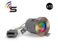 10 Pack - Antique Brass Gu10 Fire Rated Smart Led Downlight - Ip65 - Se Home