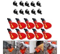 10 Pack Automatic Poultry Drinker Cups for Chickens, Red Plastic Watering Nipples with Screws, Self-Filling Bird Fowl Drinkers for Bucket or Container, Farm Garden Accessories (8cm Length)