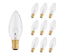 10 Pack B15 Candle Bulbs 60W, SBC Candle Bulbs Dimmable, B15 Bayonet Light Bulb Warm White 2700K, 230V, 600 Lumens