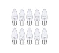 10 Pack B22 Candle Bulbs 60Watt, Clear Bayonet Light Bulbs