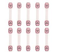 10 Pack Baby Drawer Lock, Child Safety Strap Locks with Strong Adhesive for Fridge Cabinets Drawers, No Drilling Required Cupboard Lock (Pink)