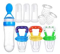 10 Pack Baby Food Feeder Set Baby Fruit Feeder Pacifier Silicone Infant Teething Toys Teether for Baby,Including Baby Food Dispensing Spoon and Baby Finger Toothbrush