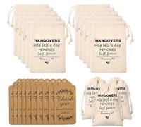 10 Pack Bachelorette Drawstring Storage Bags with Gift Tags, Natural Cotton Pouches Gift Wrap Bags Bridal Shower Hangover Kit Bag for Wedding Survival Recovery Bridesmaid Gifts - 3.9 x 5.9 Inch