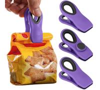 10 Pack Bag Clips with Magnetic- Food Clips, Chip Clips, Bag Clips for Food Storage with Airtight Seal Grip for Bread Bags, Snack Bags and Food Bags (Purple)