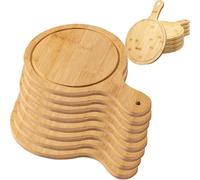 10-Pack Bamboo Pizza Serving Board Set, 6-13 Inch Round Plates with Handles - Multifunctional for Cutting, Serving & Cheese Board, Home & Restaurant Use(13 inches)