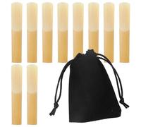 10 Pack Bb Clarinet Reeds 2.5 Strength with Velvet Bag & Plastic Box, Thinner Reed Tip & Unfiled Cut for Clarinet, Beginner & Student Practice Reeds, B Flat Replacement Clarinet Reeds