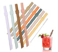 10 Pack Bear-Shaped Silicone Straws Reusable for Kids & Adults, 13.8cm Long 0.9cm Wide, Portable Flexible Wide Straw, BPA-Free, Non-Toxic, Heat-Resistant - Easy Clean for Smoothies, Juices, Cocktails