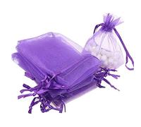 10 Pack Beautiful Wedding Organza Diy Bags Soft Pearl Storage Bags Drawstring Mini Jewellery Pouches Dark Purple