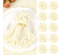 10 Pack Beige Cheesecloth Napkins 50x50CM Boho Washable Cloth Napkins Set of 10 Wrinkled Cheese Cloth Napkins Gauze Dinner Table Napkin for Wedding Party Baby Shower Birthday Decor