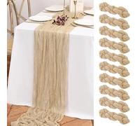 10 Pack Beige Table Runner Cheesecloth Table Runner, 10FT Long Boho Table Runner Gauze Table Runner for Birthday Party Festival Wedding Decoration (Beige)
