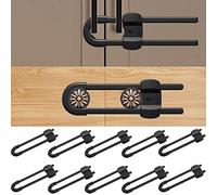 (10 pack black) 4 button Cabinet Locks, U-Shaped Proofing Drawers Safety Child Locks Adjustable, for Wardrobe,Kitchen,Bathroom,Drawer,Fridge,Cupboard Doors Knobs & Handles