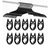 10 Pack Black Foldable Travel Hangers, PP Plastic Lightweight Clothes Hangers, Compact Portable Travel Coat Hooks for Space Saving Storage (43cm Extended, 13x7.5cm Folded)