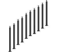 10 Pack Black Metal Stair Balusters with Adjustable 270° Bracket - Indoor Handrail Column for Porch Steps & Family Villas - 90cm/35.4in Railing Spindles