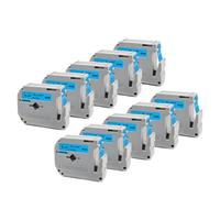 10 Pack Black On White Labels Compatible With MK231 Label Maker 12mm Label Tape For M Tape(Black on Blue)