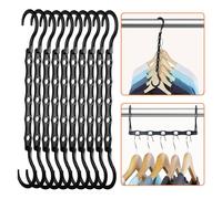 10 Pack Black Space Saving Hangers with 5 Holes, Multipurpose Space Savers Clothes Hanger, Sturdy Plastic Clothing Organizers Hangers, Portable Wardrobe Hanger for College Dorm Room, Apartment, Travel