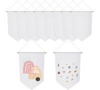10 Pack Blank Canvas Banners for Enamel Pin and Badge Display, DIY Wall Decor Flags with Hanging Ropes