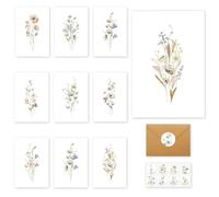 10 Pack Blank Cards with Envelopes, Elegant Greeting Cards Multipack, Notelets and Envelopes Sets for All Occasions, 10x15cm
