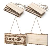 10 Pack Blank Wood Sign for Craft Rectangle Wooden Plaque with Rope | Unfinished Hanging Wood Slices Pieces Rustic Woods blanks for Diy, Burning, Carving, Painting & Home Decor