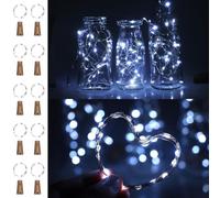 10 Pack Bottle Lights with Cork Cool White, 2M 20LED Mini Copper Wire Fairy Wine Bottle Lights, Waterproof Night Light, Suitable for DIY, Party, Lawn, Festival, IndoorOutdoor Decoration (Cool White)