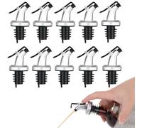 10 Pack Bottle Pourers for Spirits, Oil Pourer Spout with Leakproof Design, Universal Fit for Olive Oil, Wine, Vinegar Bottles, Silver Speed Pourers, 7.6cm x 3.9cm, PP Material