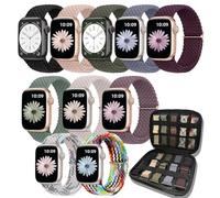 10 Pack Braided Stretchy Strap Compatible with Apple Watch Band 38mm 40mm 41mm 42mm 44mm 45mm 46mm 49mm Women Men,With Watch Strap Storage Case for iWatch Ultra Series10 9 8 7 6 5 4 3 2 SE