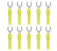 10 Pack Brass Fork Spade Wire Connectors 6mm 0.2in Y Type 4mm Hole Banana Plug 30V 60V 10A for Electronics Industrial Equipment Automotive (Yellow)