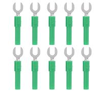 10 Pack Brass Fork Spade Wire Connectors 6mm 0.2in Y Type 4mm Hole Banana Plug 30V 60V 10A for Electronics Industrial Equipment Automotive (Green)