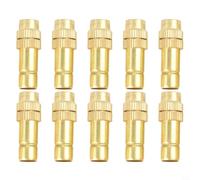 10 Pack Brass Hose Nozzle 8mm Low Pressure Atomiser for Garden Irrigation - Gold Copper Spray Tip Mist Watering Tool 3x0.8cm