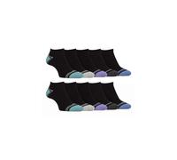 Farah 10 Pairs Mens Bamboo Trainer Socks Striped Cushioned Ankle Socks (6-11, Black)