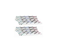 Farah 10 Pairs Mens Bamboo Trainer Socks Striped Cushioned Ankle Socks (6-11, White Stripe)