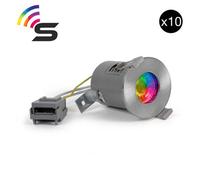 10 Pack - Brushed Chrome Gu10 Fire Rated Smart Led Downlight - Ip65 - Se Home