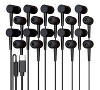 10 Pack Bulk Wired Earbuds, USB-C, in-Ear, Mic, Compatible with Phone, Tablet, Laptop, PC for School, Online Class, Meeting, Conference, Practice, Test, Black